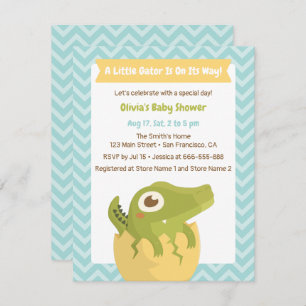 Petite alligator dans les invitations à la douche