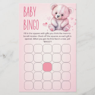 Petite amoureuse ours Baby shower jeu de bingo