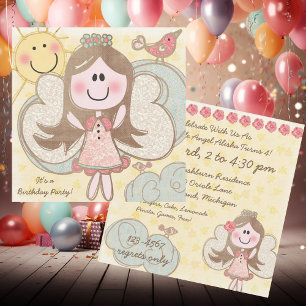 Petite Ange Customisé Invitations d'anniversaire