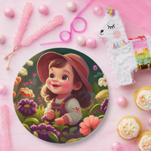 Petite assiette en papier ronde de jardin minimali