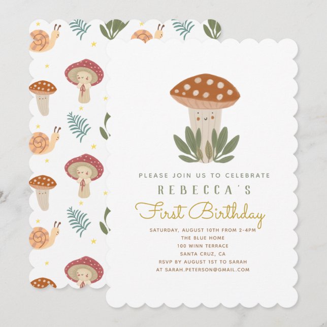 Petite Baby shower de champignons Invitation (Devant / Derrière)