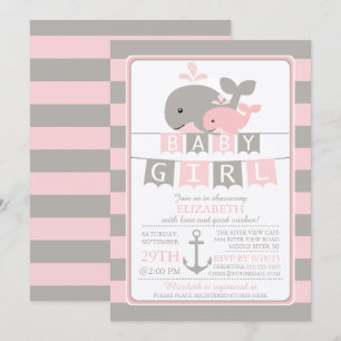 Petite baleine Baby shower fille Invitation
