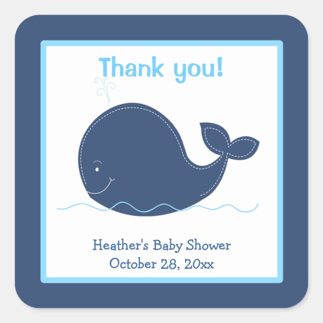 Petite baleine Stickers Personnalisé Faveur Marine (Devant)