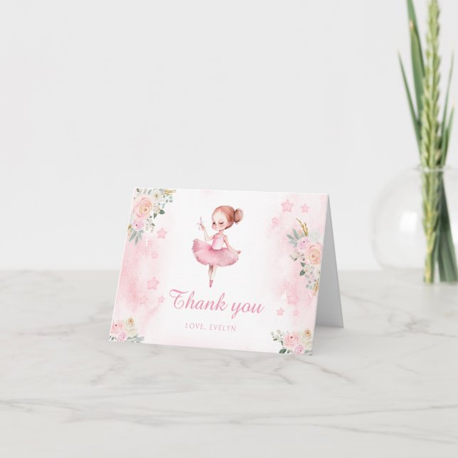 Petite ballerine rose anniversaire merci cartes (Devant)