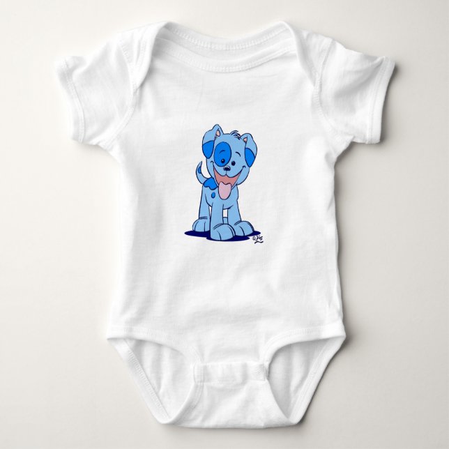 Petite barboteuse bleue de bébé de chiot (Devant)