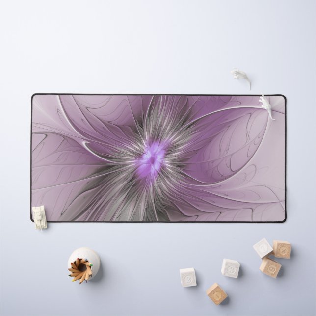 Petite Beauté Moderne Fleur d'Art Fractal Gris Mau (Tableau pour enfants)
