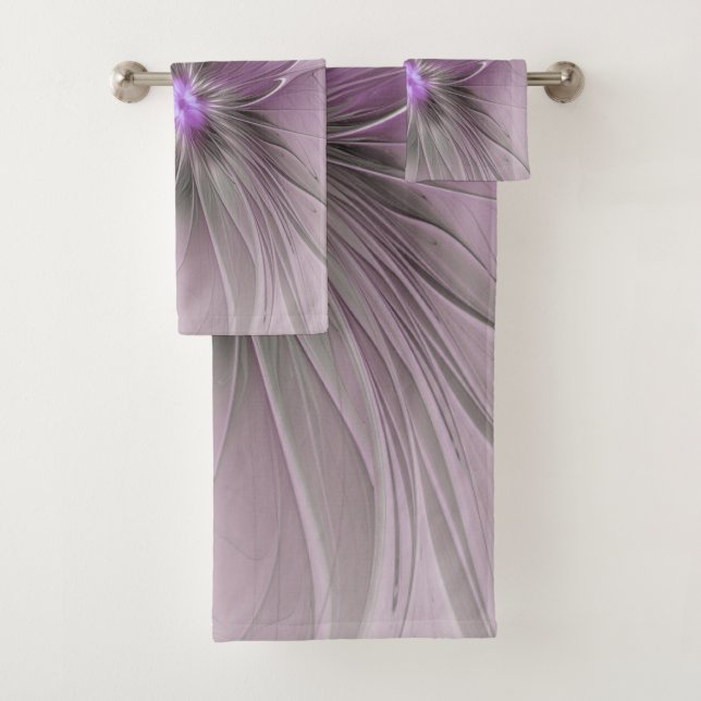 Petite Beauté Moderne Gris Mauve Art Fractal Fleur (En situation)