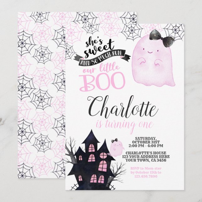 Petite BOO Invitation Anniversaire (Devant / Derrière)