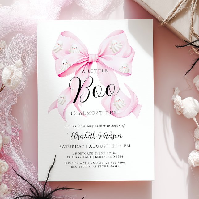Petite Boo PINK Bow Baby shower Invitation (Créateur téléchargé)