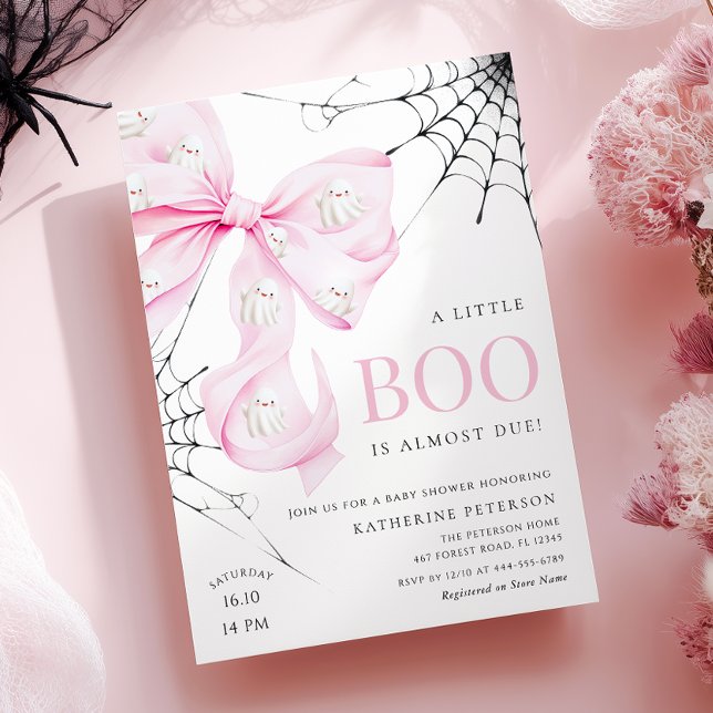 Petite Boo PINK Bow Baby shower Invitation (Créateur téléchargé)