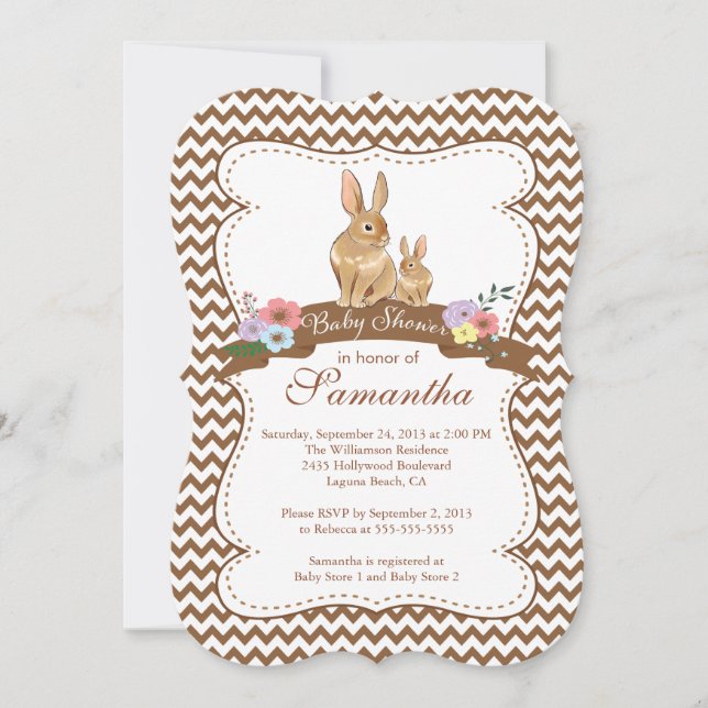 Petite Bunny Rabbit Bébé Invitations de douches po (Devant)