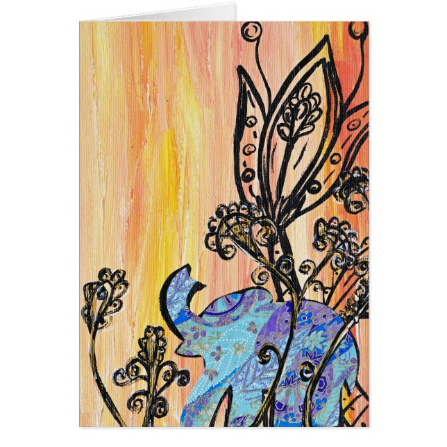 Petite carte bleue d'éléphant (Devant)