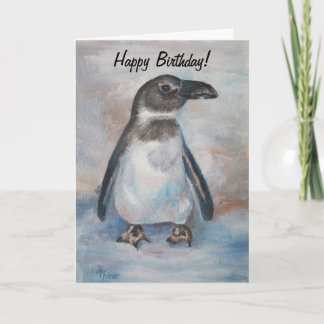 Petite carte d'anniversaire fraîche de pingouin