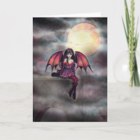 Petite carte d'art fantastique de fée vampire goth