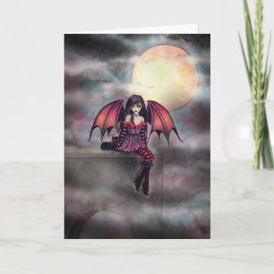 Petite carte d'art fantastique de fée vampire goth