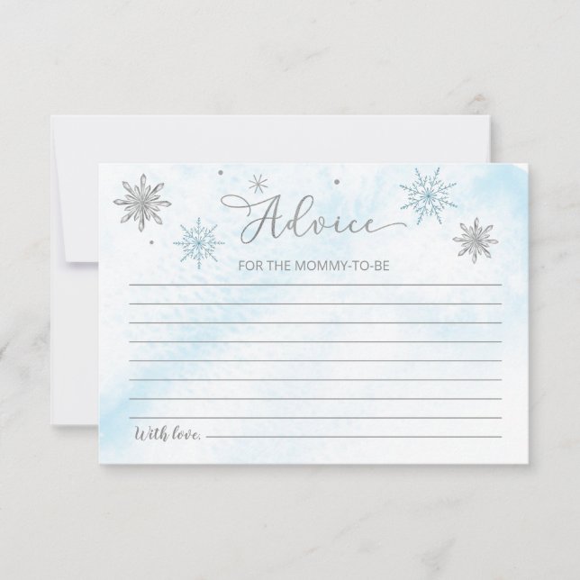 Petite carte de conseil Baby shower bleu Snowflake (Devant)
