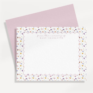 Petite carte de correspondance de nursery à motif