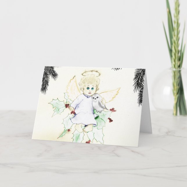 Petite carte de Noël allemande d'ange (Devant)