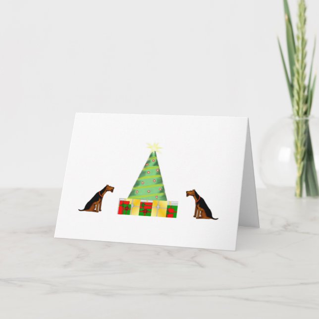 Petite carte de Noël d'Airedale des aides de Père (Devant)