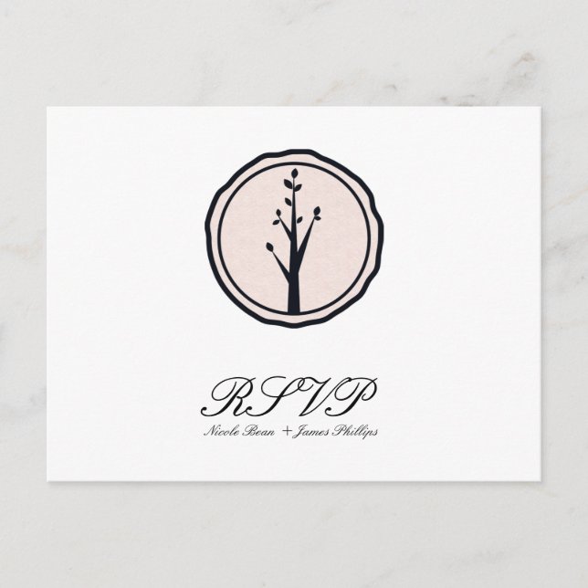 Petite carte de réponse RSVP pour mariage rustique (Devant)