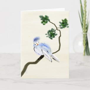 Petite carte de voeux de Sumi-e d'oiseau
