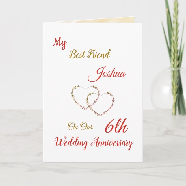 Petite carte de voeux design du 6e anniversaire (Devant)
