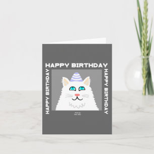 Petite carte de voeux Fluffy White Chat