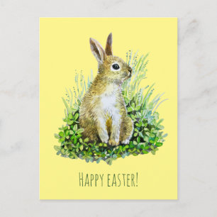 Petite carte postale d'aquarelle lapin