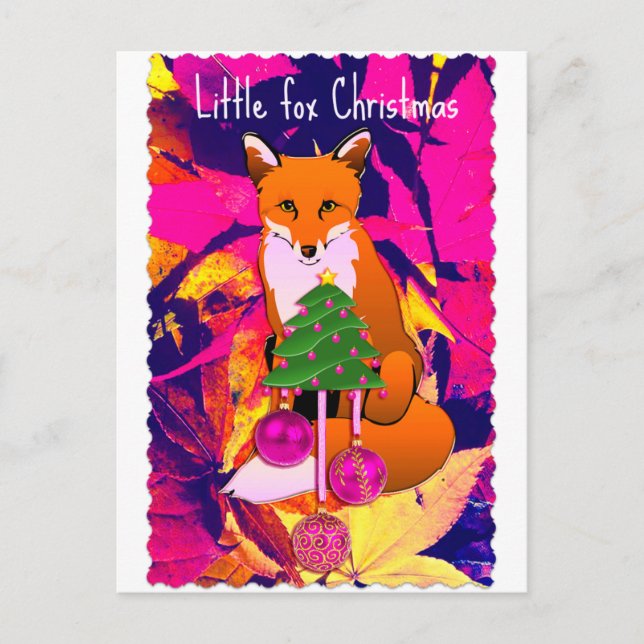 Petite carte postale de Noël rétro fuchsia (Devant)