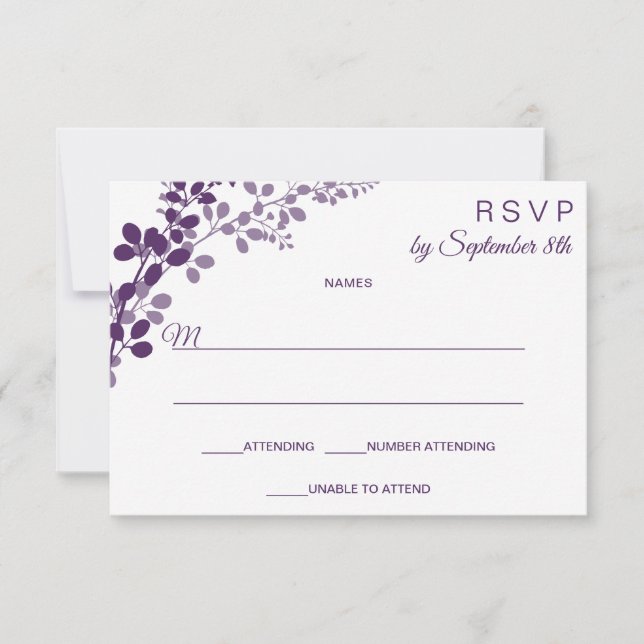 Petite carte postale Mariage violet RSVP / Répondr (Devant)