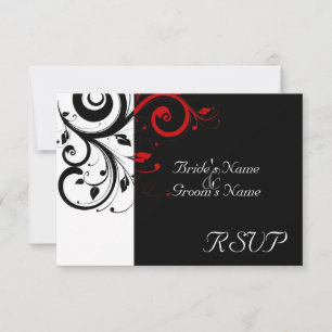 Petite carte RSVP noir +Blanc Tourbillon Rouge Mar