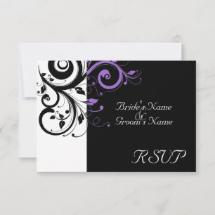 Petite carte RSVP noir +Blanc Tourbillon Violet Ma
