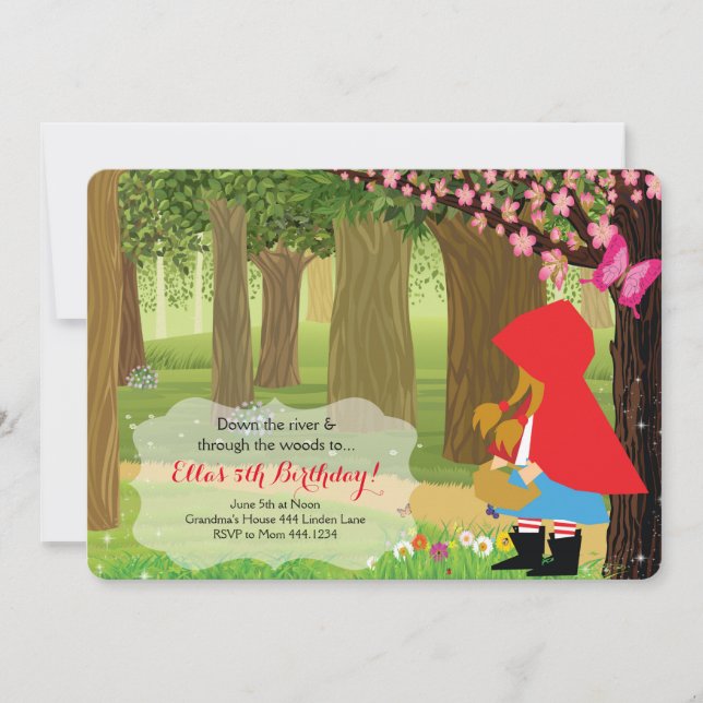 Petite chaperon rouge Invitations de fête d'annive (Devant)