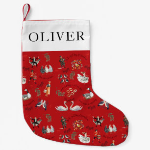 Petite Chaussette De Noël 12 Jours de Noël Rouge Vintage