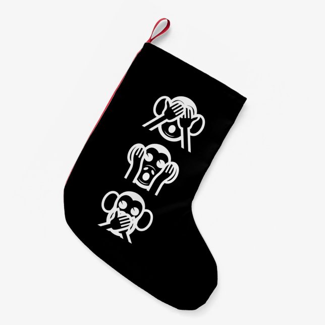 Petite Chaussette De Noël 3 Singes Sages Emoji Petite réserve de Noël (Devant (Accrochage))