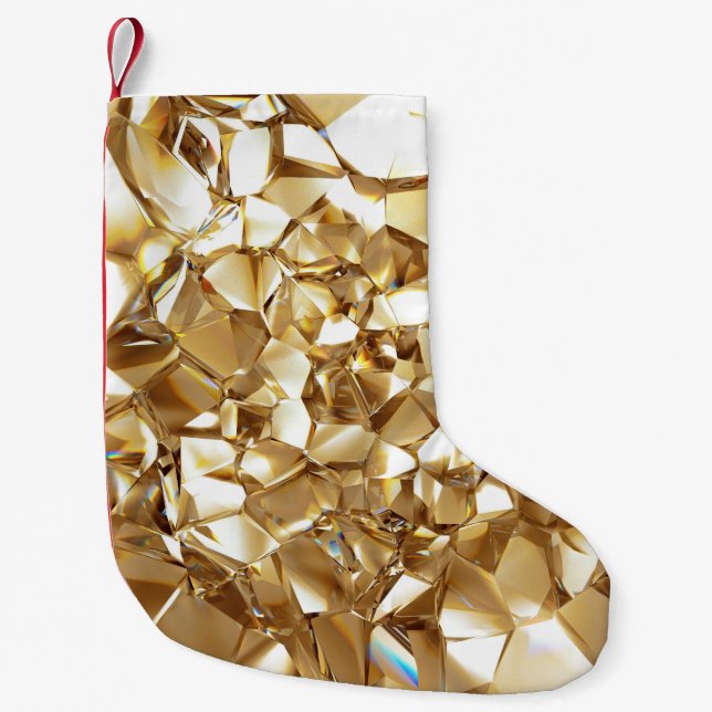 Petite Chaussette De Noël 3D abstraite texture or cristal. (Devant)
