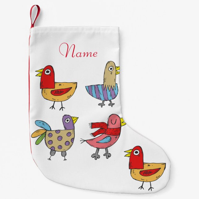 Petite Chaussette De Noël 5 Oiseaux amusants Thunder_Cove (Devant)