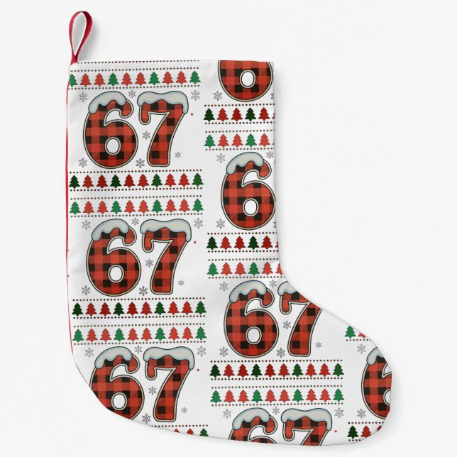 Petite Chaussette De Noël 67 Ugly Christmas Xmas Red Buffalo Plaid Holiday (Devant)