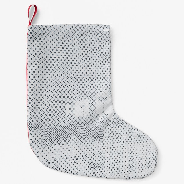 Petite Chaussette De Noël À damiers gris et blanc (Devant)