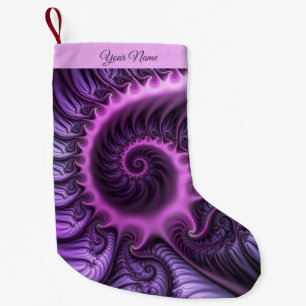 Petite Chaussette De Noël Abstrait Art fractal spirale rose violet Nom