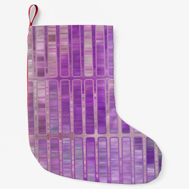 Petite Chaussette De Noël Abstrait brillant en mosaïque violet arrière - pla (Devant)
