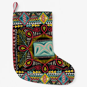 Petite Chaussette De Noël Abstrait coloré : design de poche carré.