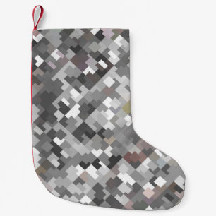Petite Chaussette De Noël Abstrait en mosaïque gris clair sans couture PA a