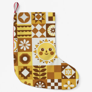 Petite Chaussette De Noël Abstrait floral. Scandinave vintage et folk des