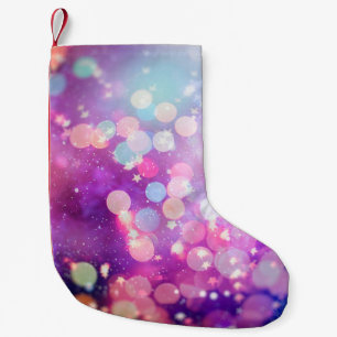 Petite Chaussette De Noël Abstrait flou de shi brillant bleu et argent