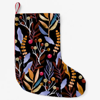 Petite Chaussette De Noël Abstrait Plantes d'aquarelle herbes Motif