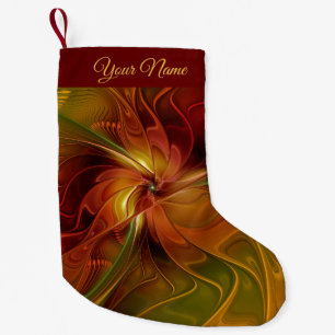 Petite Chaussette De Noël Abstrait Rouge Orange Vert Fractal Art Nom