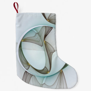 Petite Chaussette De Noël Abstrait Turquoise Brown Gold Elegance