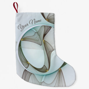 Petite Chaussette De Noël Abstrait Turquoise Brown Gold Elegance Nom