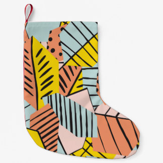Petite Chaussette De Noël Abstraits feuilles colorés, motif de la nature.